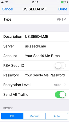 How to setup PPTP VPN on iPhone - Step 2